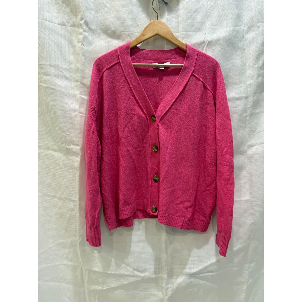 Loft Womens XL Pink V-Neck Button Front Knit Cardigan Sweater